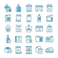 Set of Garbage icons with blue style. vector