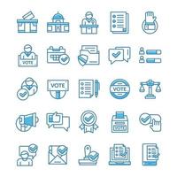 Set of Voting and election icons with blue style. vector