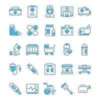 Set of Nurse icons with blue style. vector