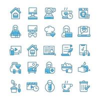 Set of Stay at home icons with blue style. vector