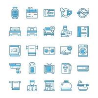 Set of Hotel icons with blue style. vector