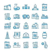 Set of Oil Industry icons with blue style. vector