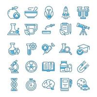 Set of Science icons with blue style. vector