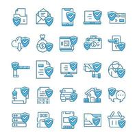 Set of Protect and Security icons with blue style. vector