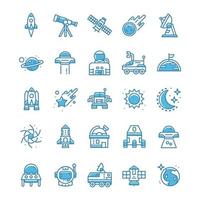 Set of Space icons with blue style. vector