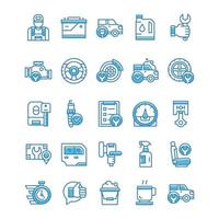 Set of Car Service icons with blue style. vector