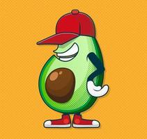 Cool avocado with sneakers and sticker. Patch. Apparel. Vector illustration design.