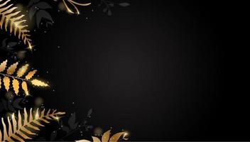 Gold leaf. Golden flower on dark background. Vector design for brochure, card, cover.