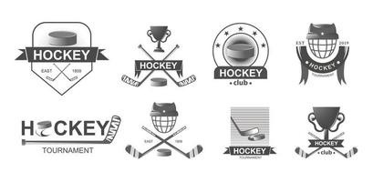 campeonato de hockey grandes logotipos en estilo monocromo. competencia de emblema deportivo. vector