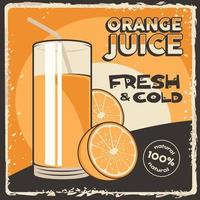 Orange Fruit Juice Signage Poster Retro Rustic Classic Vector