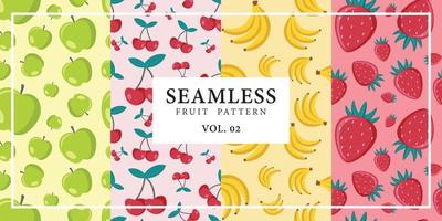 Seamless fruit pattern apple cherry banana strawberry vector illustration