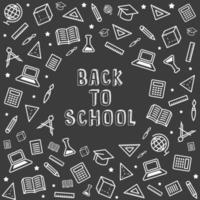 Pattern with school elements in chalky style. photo albums, books, presentations and posters, line art icon Back to school vector