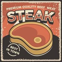 Retro Vintage Beef Steak Poster vector