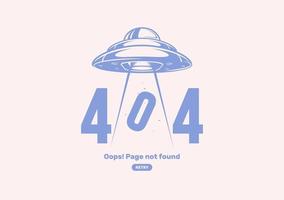 Error 404 con nave espacial extraterrestre. la página está perdida y no se encuentra el mensaje vector