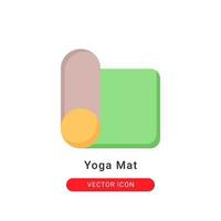 Ilustración de vector de icono de estera de yoga. diseño plano del icono de la estera de yoga.