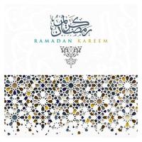 Ramadan Kareem greeting card islamic floral pattern vector design with arabic calligraphy for background, banner. Translation of text Ramadan Kareem - May Generosity Bless you during the holy month