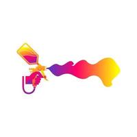 colorful paint gun logo design vector