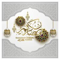 Ramadan Kareem Greeting Card Islamic Floral Pattern vector design with arabic calligraphy