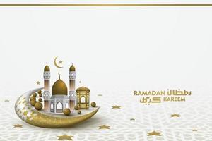 Ramadan Kareem Greeting Islamic Illustration background vector design with beautiful arabic calligraphy and mosque for banner, wallpaper, card and brosur