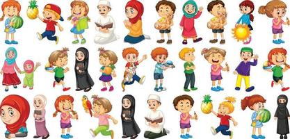 Children doing different activities cartoon character set on white background vector