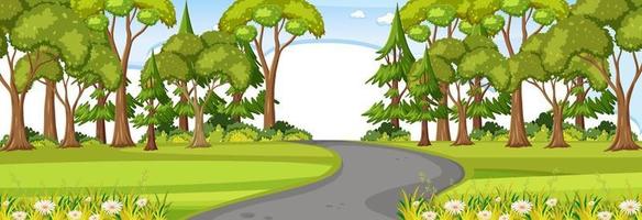 Road through the park at day time horizontal scene vector