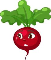 Radish cartoon character with shocked face expression on white background vector