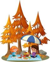 Couple picnic in the park isolated vector