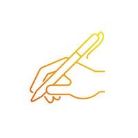 Hand writing with pen gradient linear vector icon