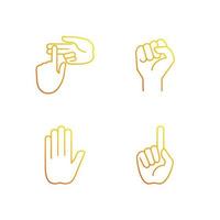 Hand gestures gradient linear vector icons set