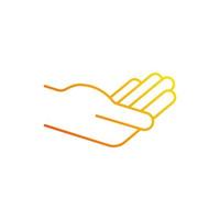 Hand holding something gradient linear vector icon.