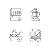 Kitchen appliances linear icons set vector