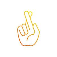 Crossed fingers gradient linear vector icon