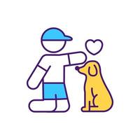 Playing with pets RGB color icon vector