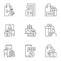 Cash back and cost reduction linear icons set for dark and light mode vector