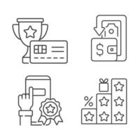 Benefits and refunds linear icons set for dark and light mode vector