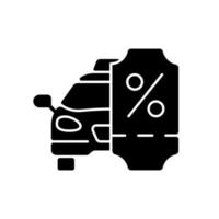 Taxi discount program black glyph icon vector