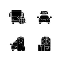 Taxi service black glyph icons set on white space vector