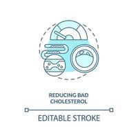 Reducir el colesterol malo concepto icono azul vector