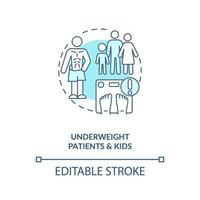 Underweight patients and kids blue concept icon vector