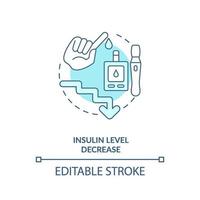 Insulin level decrease blue concept icon vector