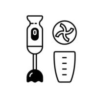 Immersion blender black linear icon vector