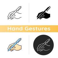 Hand writing with pen icon vector