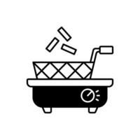 Deep fryer black linear icon vector