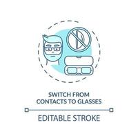 Switch from contacts to glasses concept icon vector