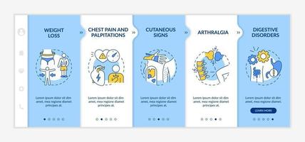 Pain in chest and palpitations onboarding vector template