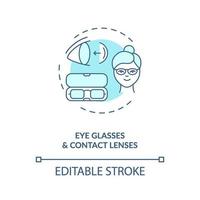 Eye glasses and contact lenses concept icon vector