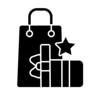 Earn reward points black glyph icon vector