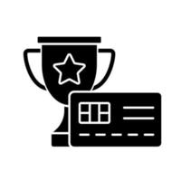 Rewards credit card black glyph icon vector