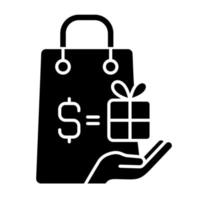 Purchase bonus black glyph icon vector