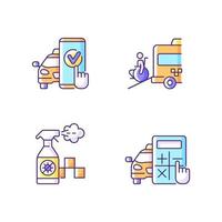 Urban travelling issues RGB color icons set vector